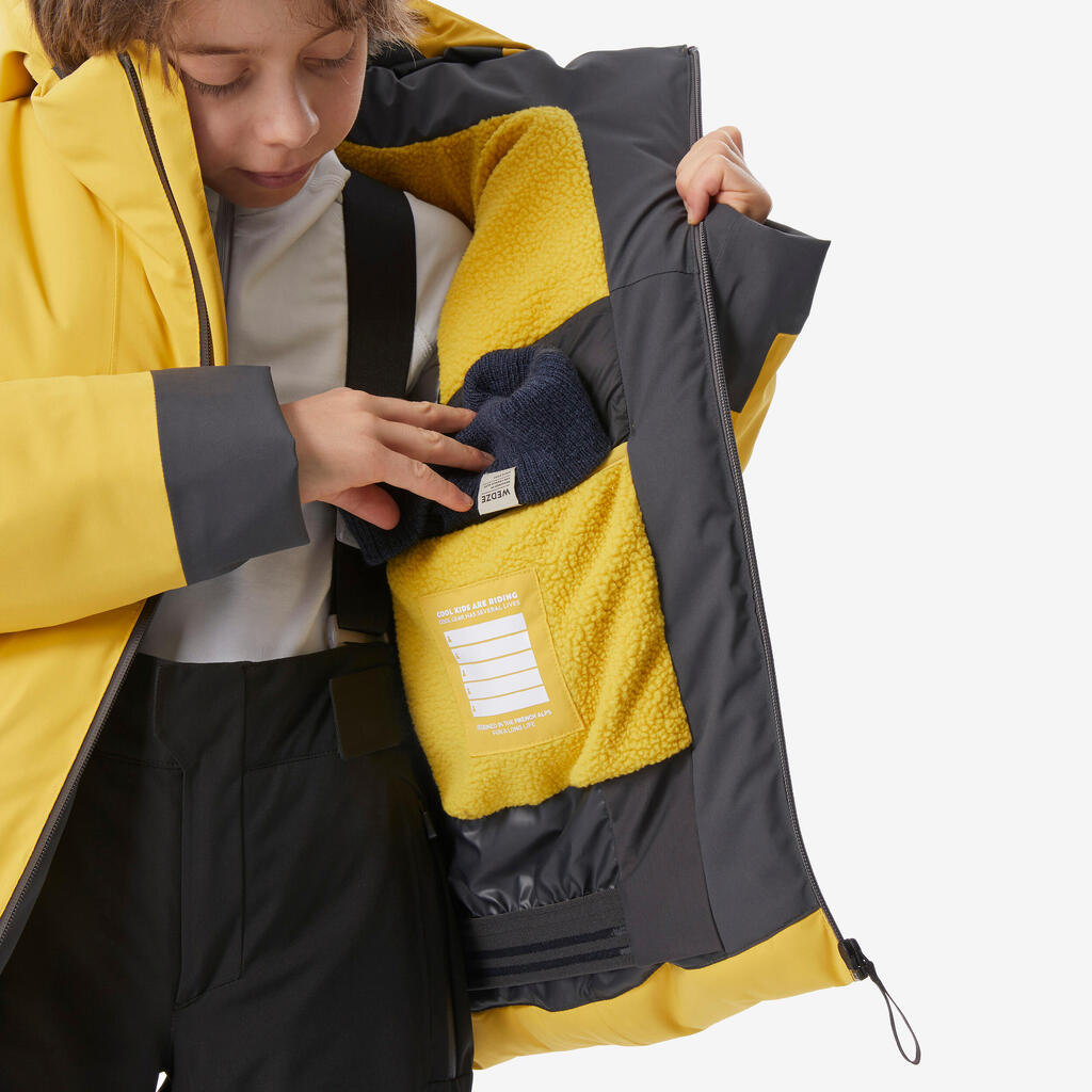Skijacke Jungen 6 – 14 Jahre warm wasserdicht - 500 warm gelb