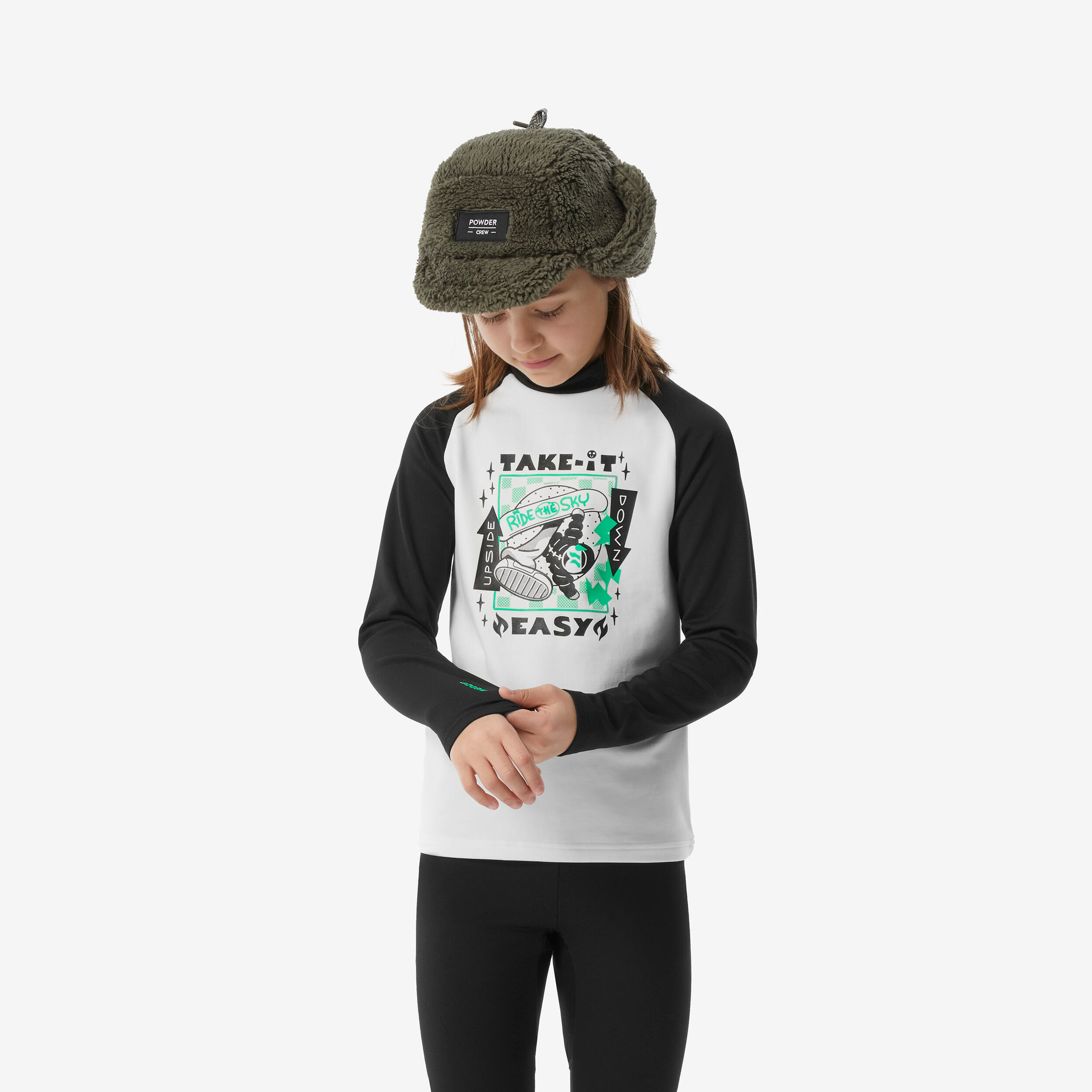 WEDZE Skiunterwäsche Funktionsshirt Kinder – BL 500 schwarz/weiss mit Motiv | 03608391102296 WEDZE Skiunterwäsche Funktionsshirt Kinder – BL 500 schwarz/weiss mit Motiv | 03608391102296