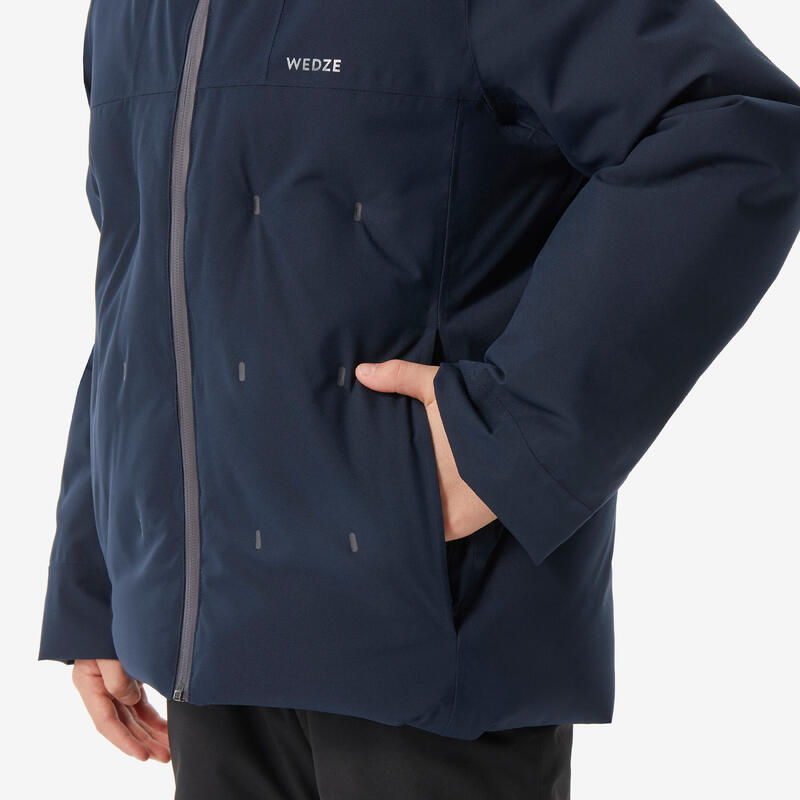 Doudoune de ski chaude et imperméable garçon, 500 warm bleu