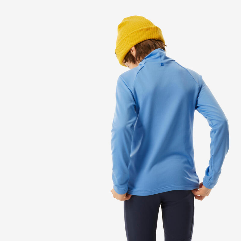 Kinderthermoshirt voor skiën BL 500 hoge kraag blauw