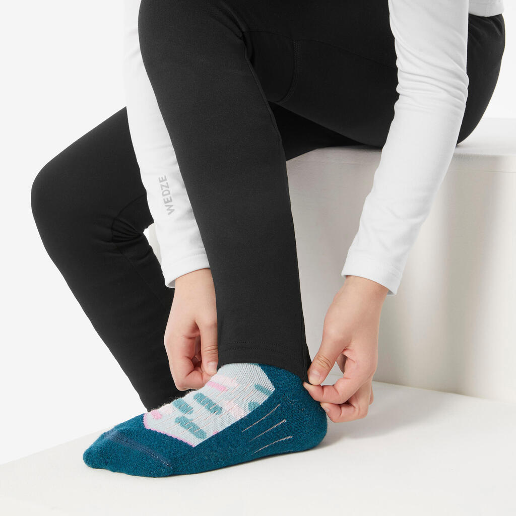 Kids’ thermal ski tights BL 500 - Black