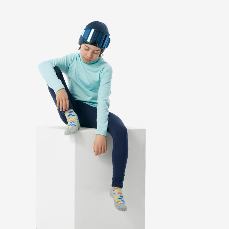 Sous-vêtement thermique de ski enfant, BL 500 col haut turquoise