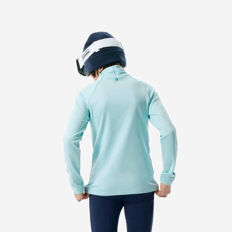 Kinderthermoshirt voor skiën BL 500 hoge kraag turquoise