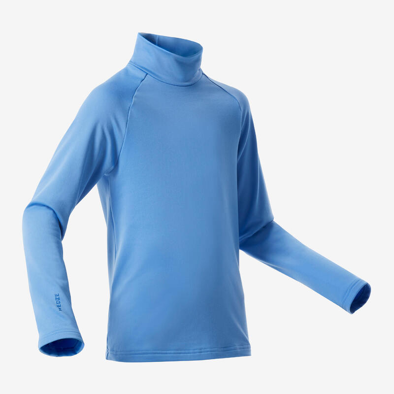 Sous-vêtement thermique de ski enfant, BL 500 col haut bleu