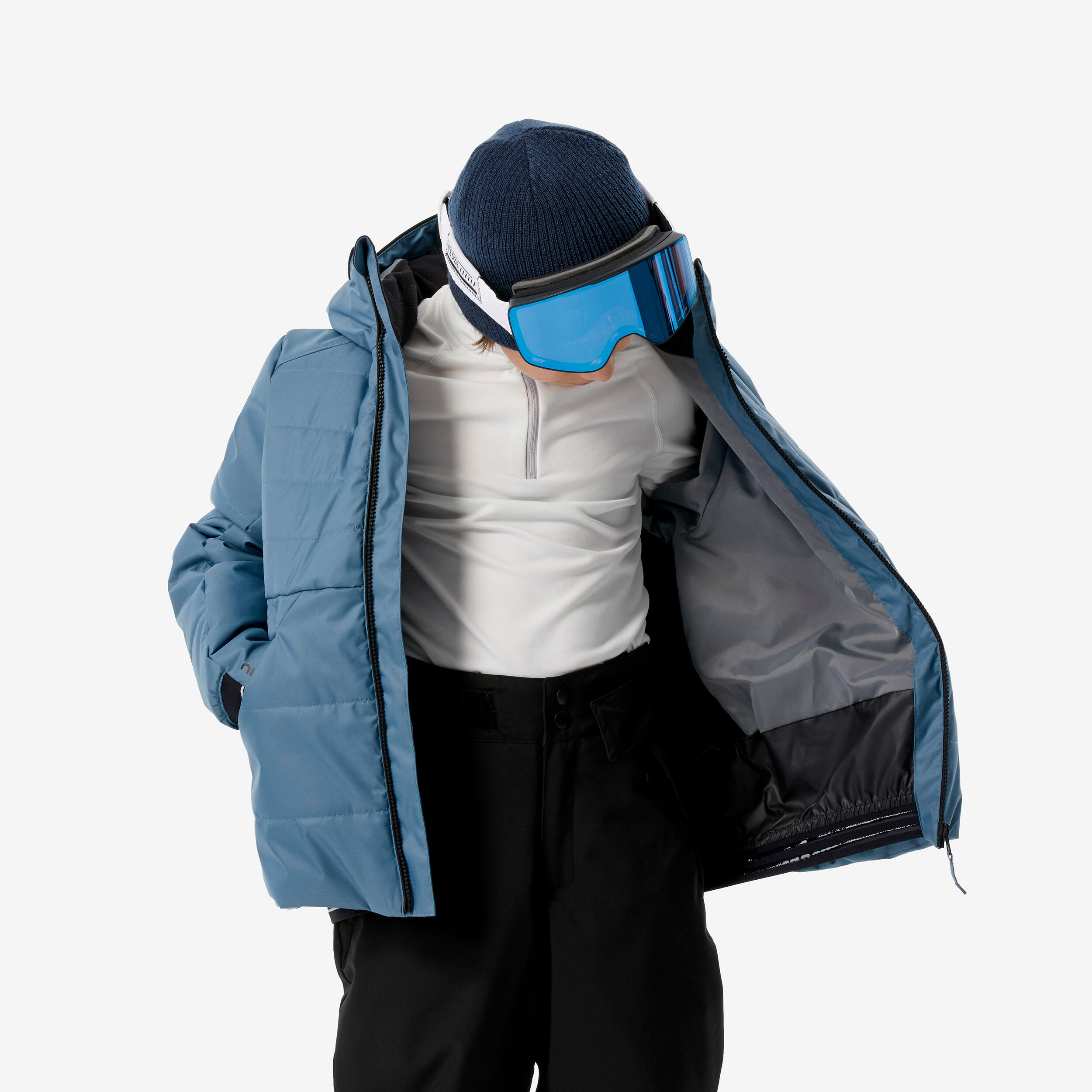 Waterdichte ski-jas voor kinderen 100 warm blauw 11/13