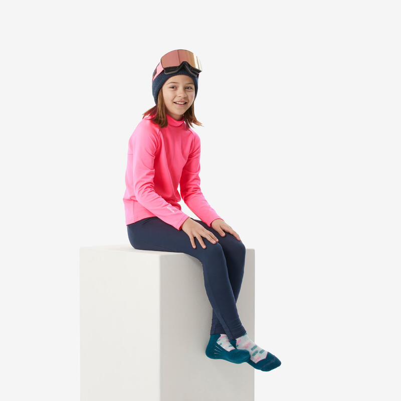 Maglia termica sci bambina 500 rosa fluo