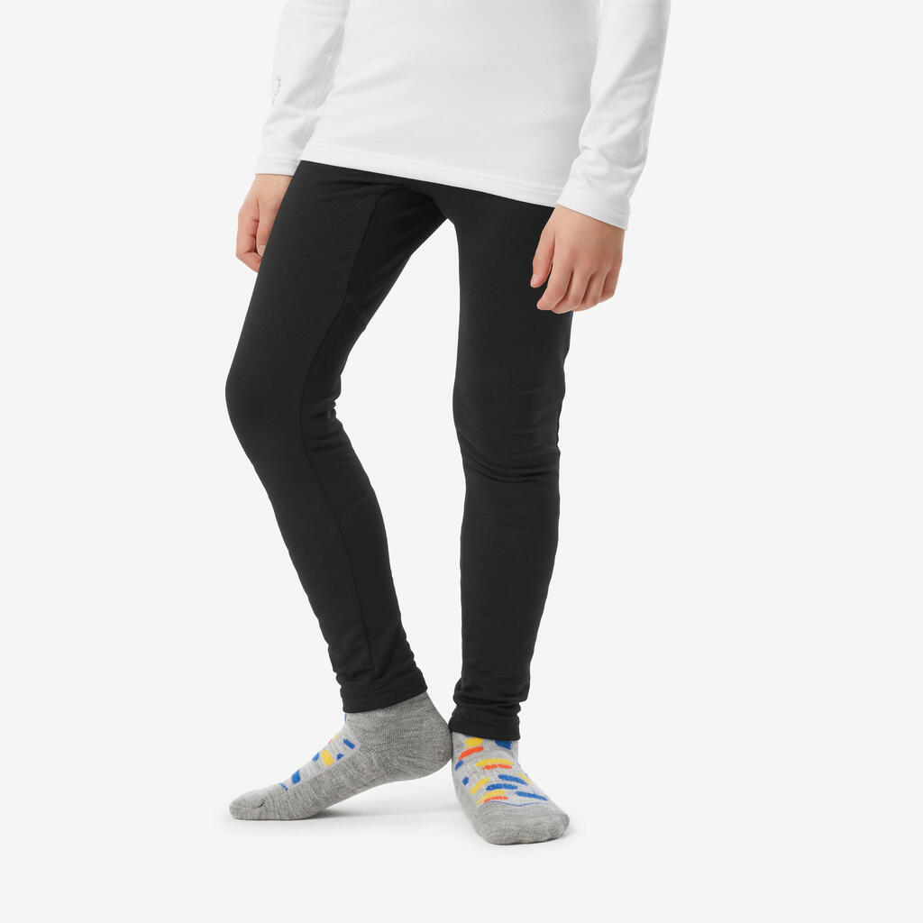 Kids’ thermal ski tights BL 500 - Black