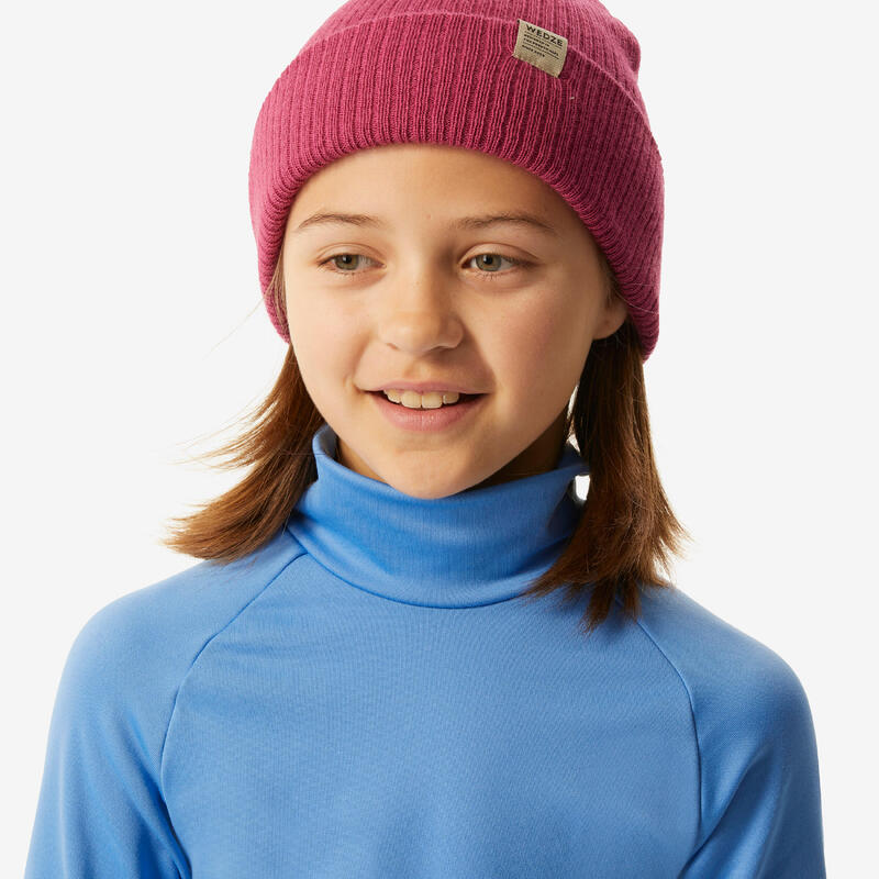 Sous-vêtement thermique de ski enfant, BL 500 col haut bleu