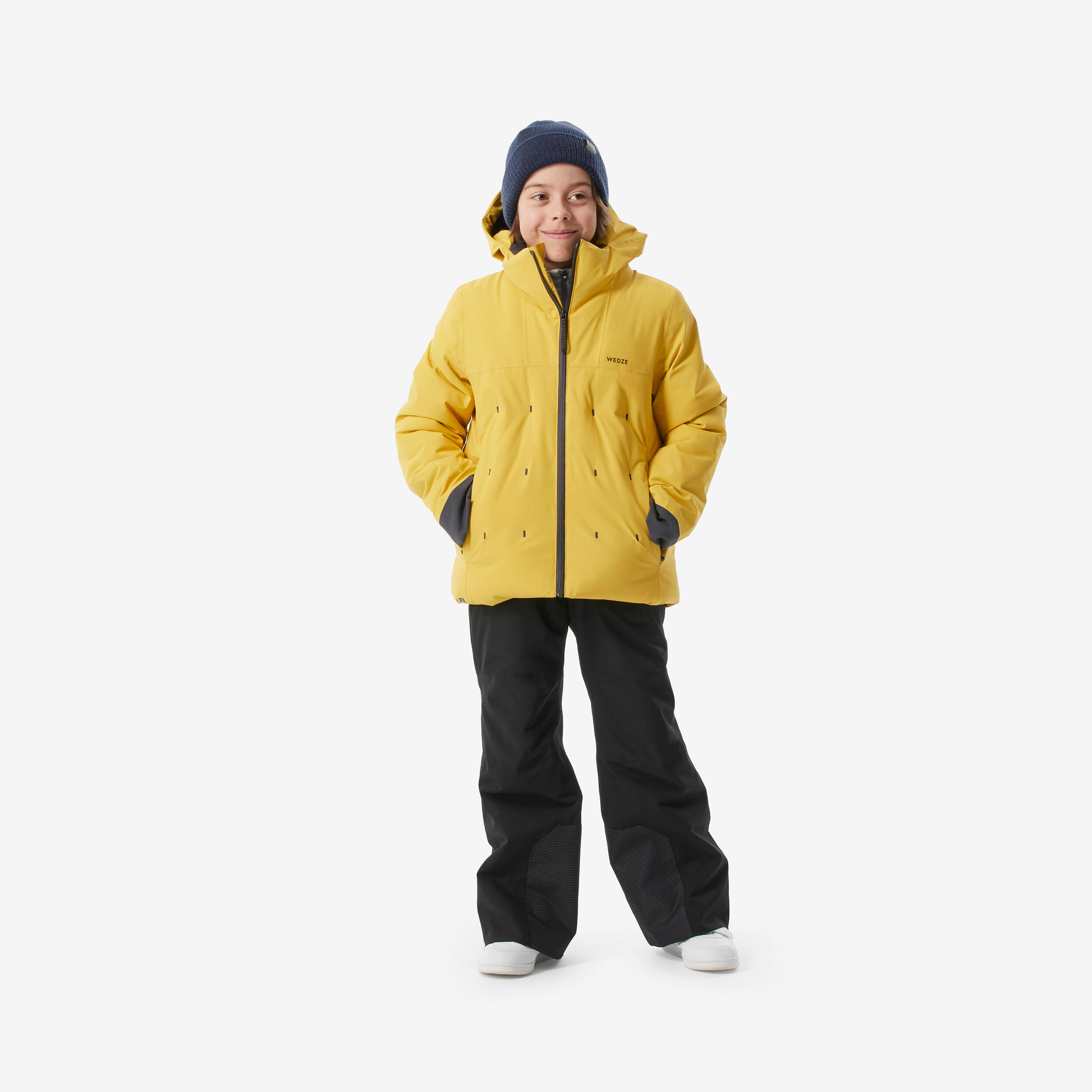 Boys warm waterproof padded ski jacket 500 yellow