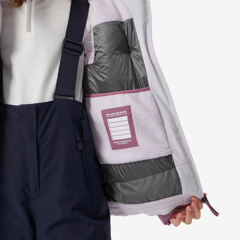 Doudoune de ski chaude et imperméable fille 6-14 ans, 500 WARM rose
