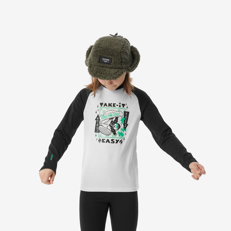 Camisola térmica de Ski Criança BL 500 preto/branco padrão