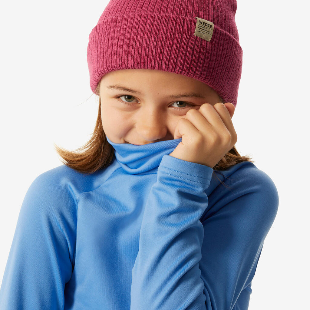 PRIMERA CAPA DE SKI NIÑOS BL 500 CUELLO ALTO AZUL 