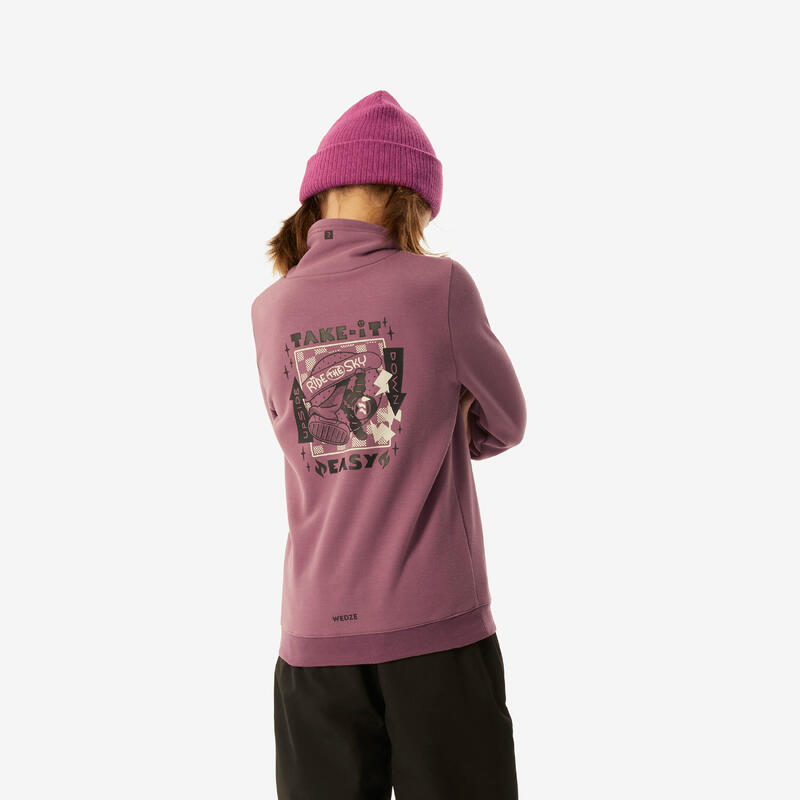 Kindersweater voor skiën en snowboarden 100 paars