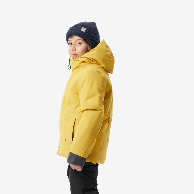 Doudoune de ski chaude et imperméable garçon, 500 warm jaune