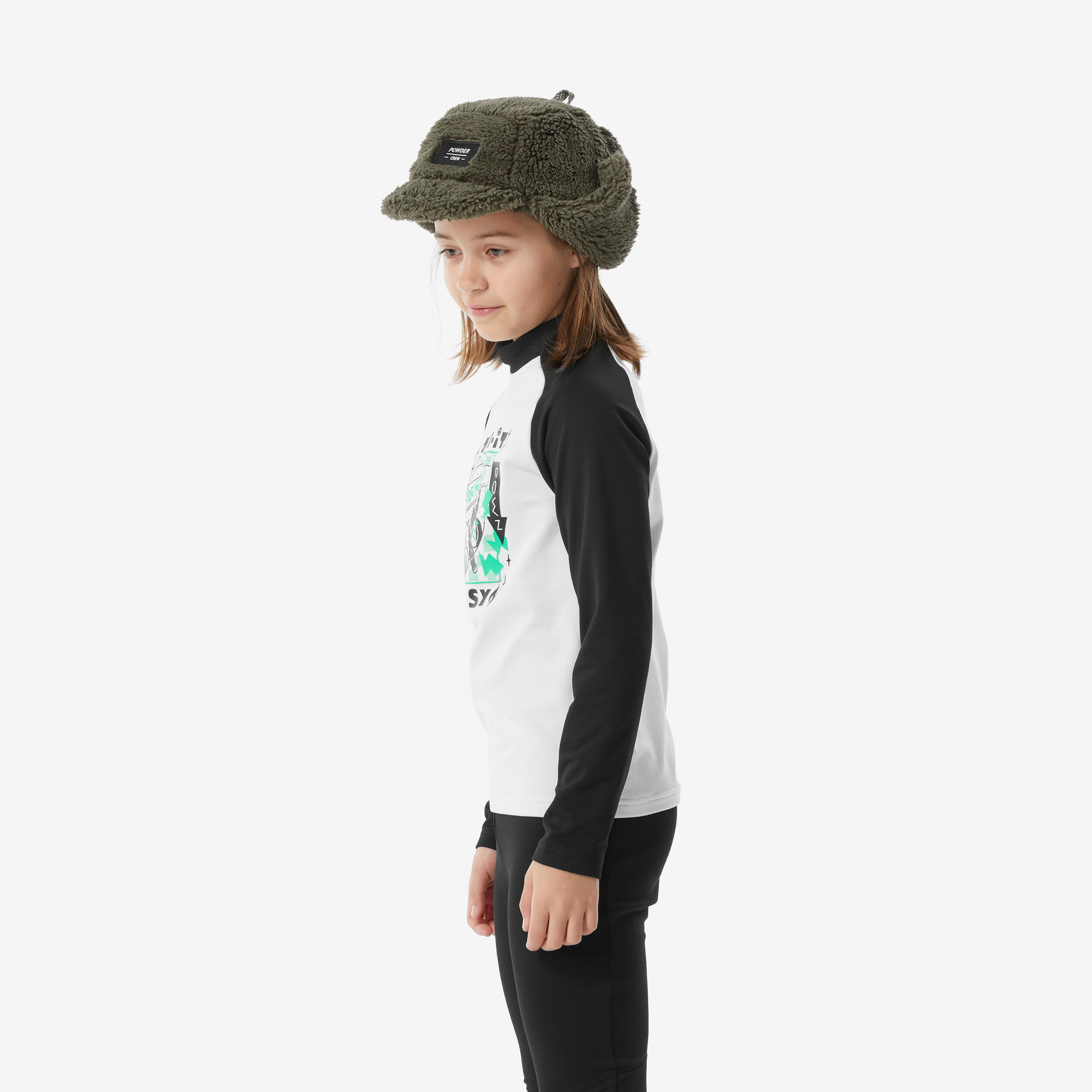 Kids’ thermal ski base layer, BL 500 - Black/White Pattern 8/14