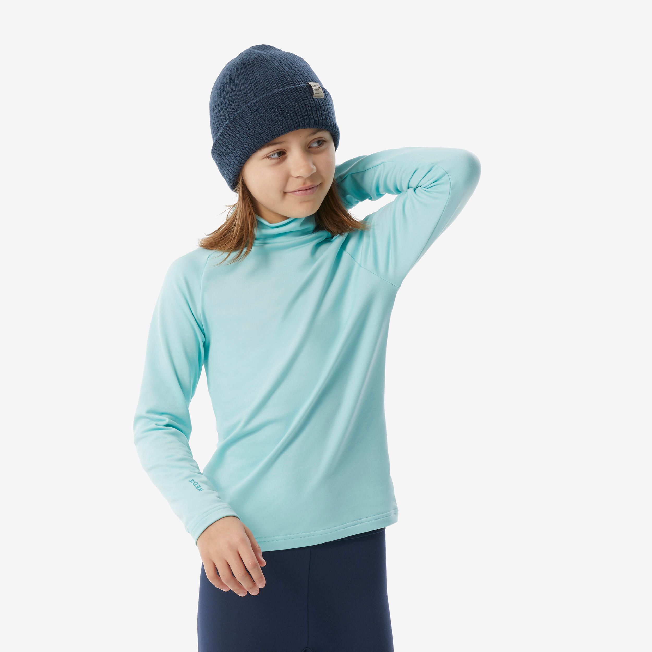 Children's thermal ski underwear, BL 500 high collar turquoise