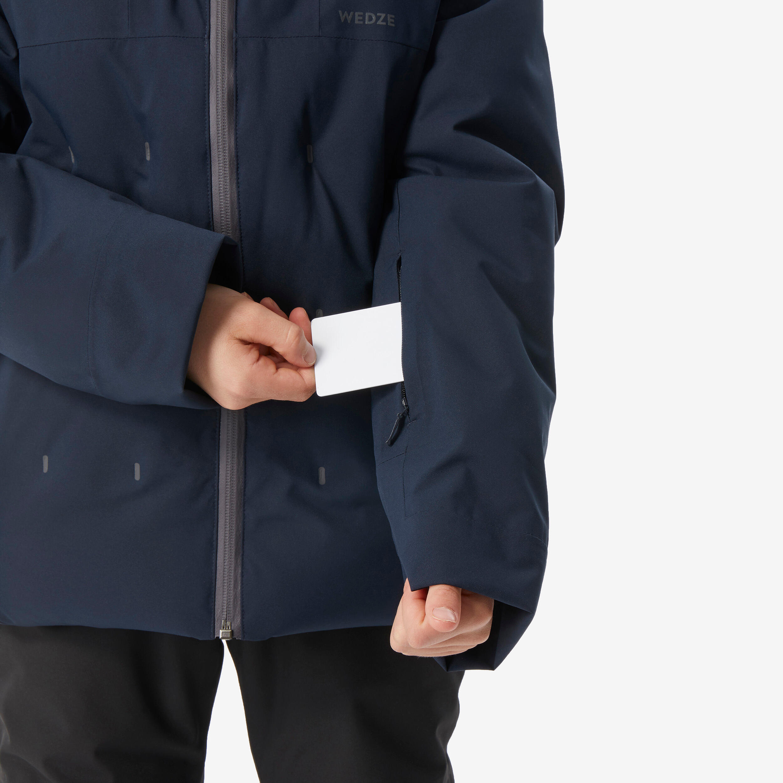 Boys Skiing Warm and Waterproof Padded Jacket 500 WARM, 6-14 Years - Blue