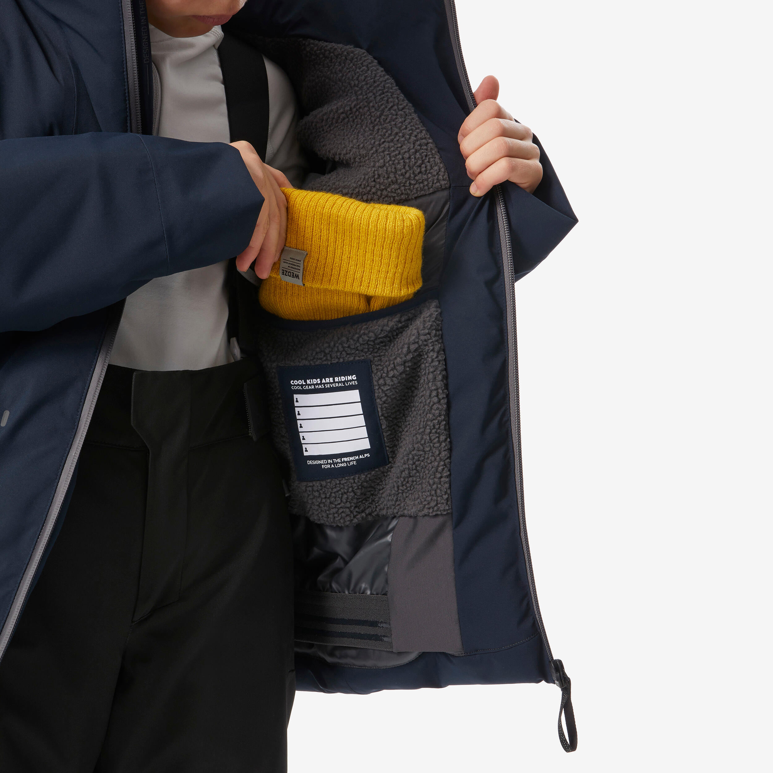 Boys Skiing Warm and Waterproof Padded Jacket 500 WARM, 6-14 Years - Blue