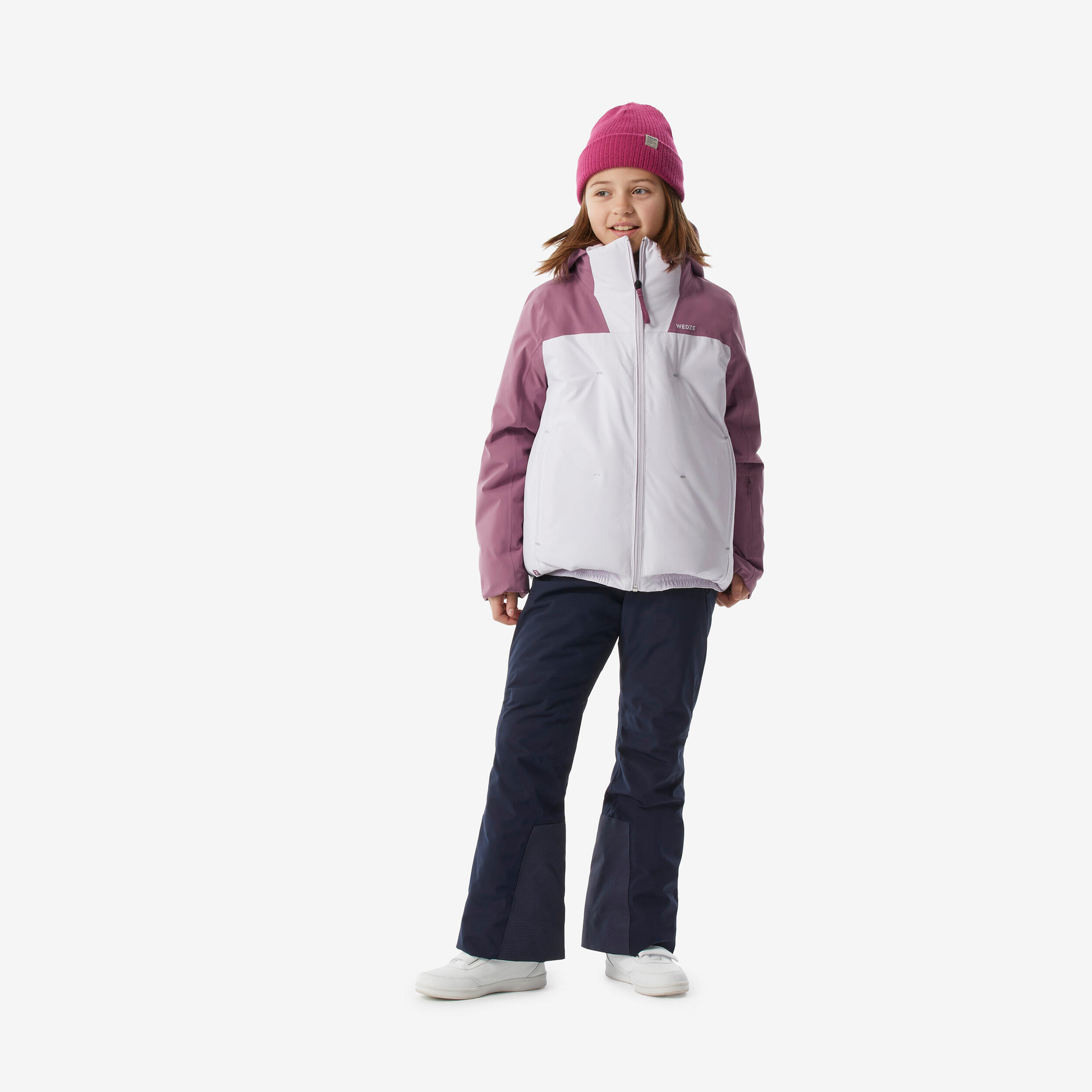 Girls’ warm and waterproof padded ski jacket, 6-14 years, 500 WARM - Pink
