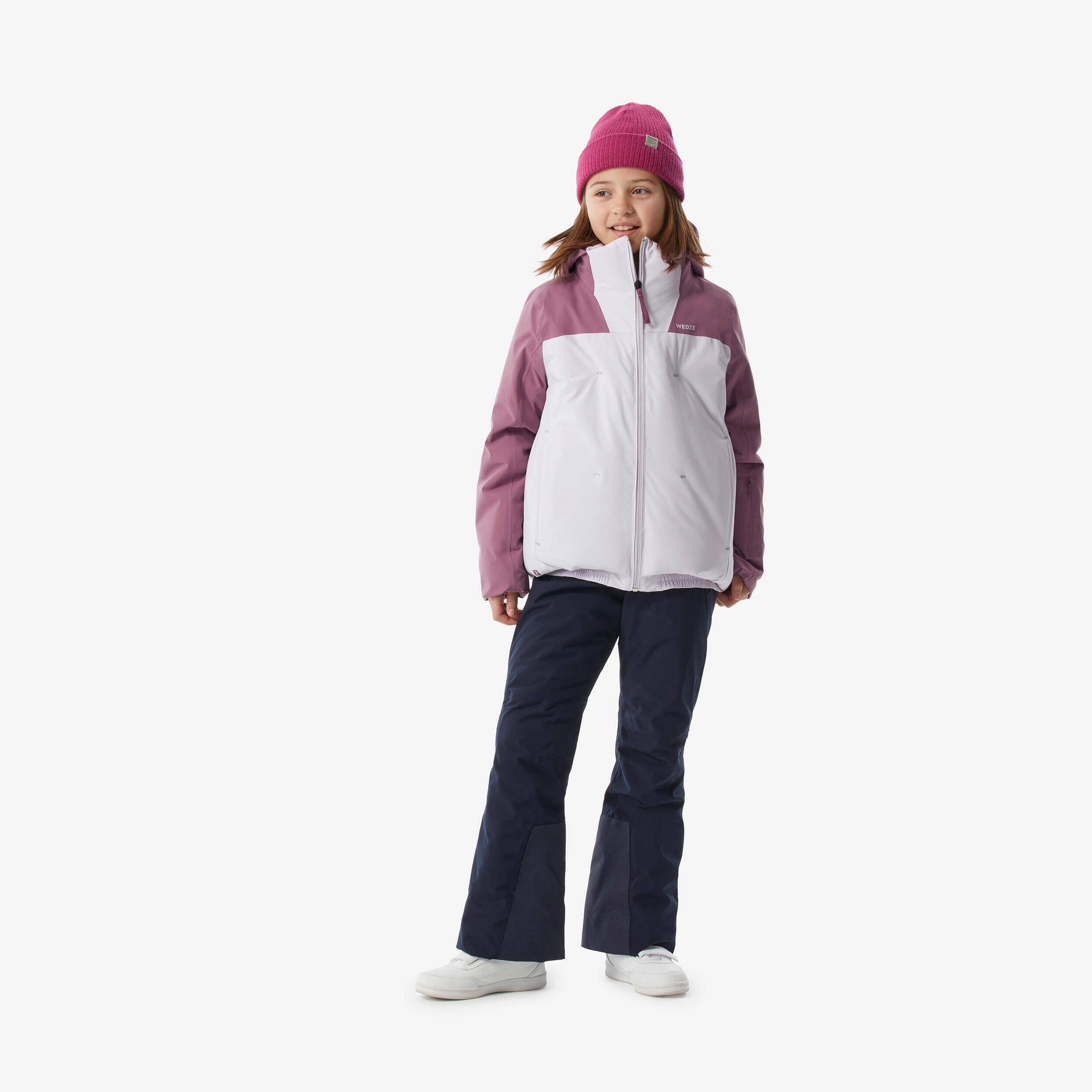 Girls’ warm and waterproof padded ski jacket, 6-14 years, 500 WARM - Pink -  1