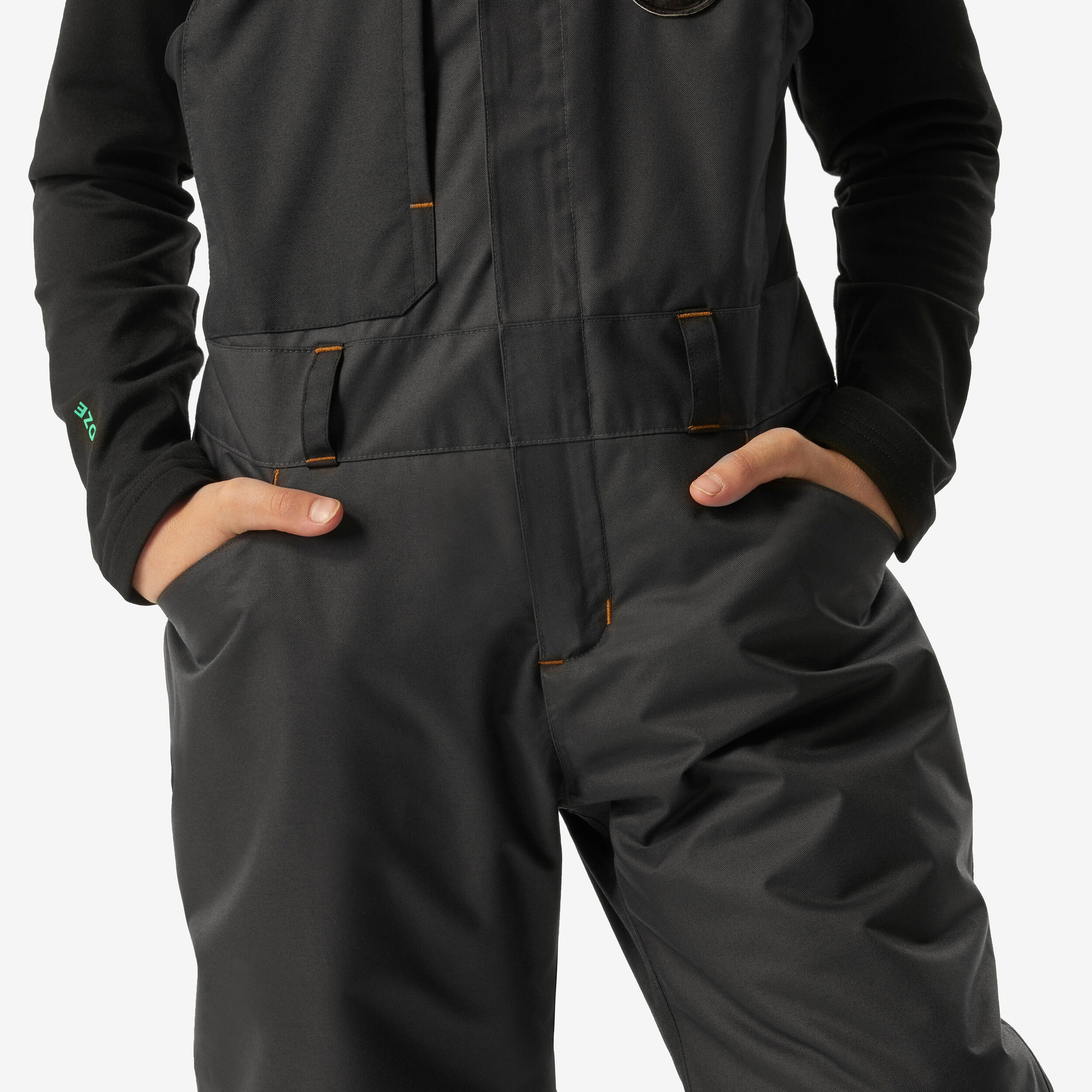 Boys' heavy-duty ski and snowboard overalls, 500 grey