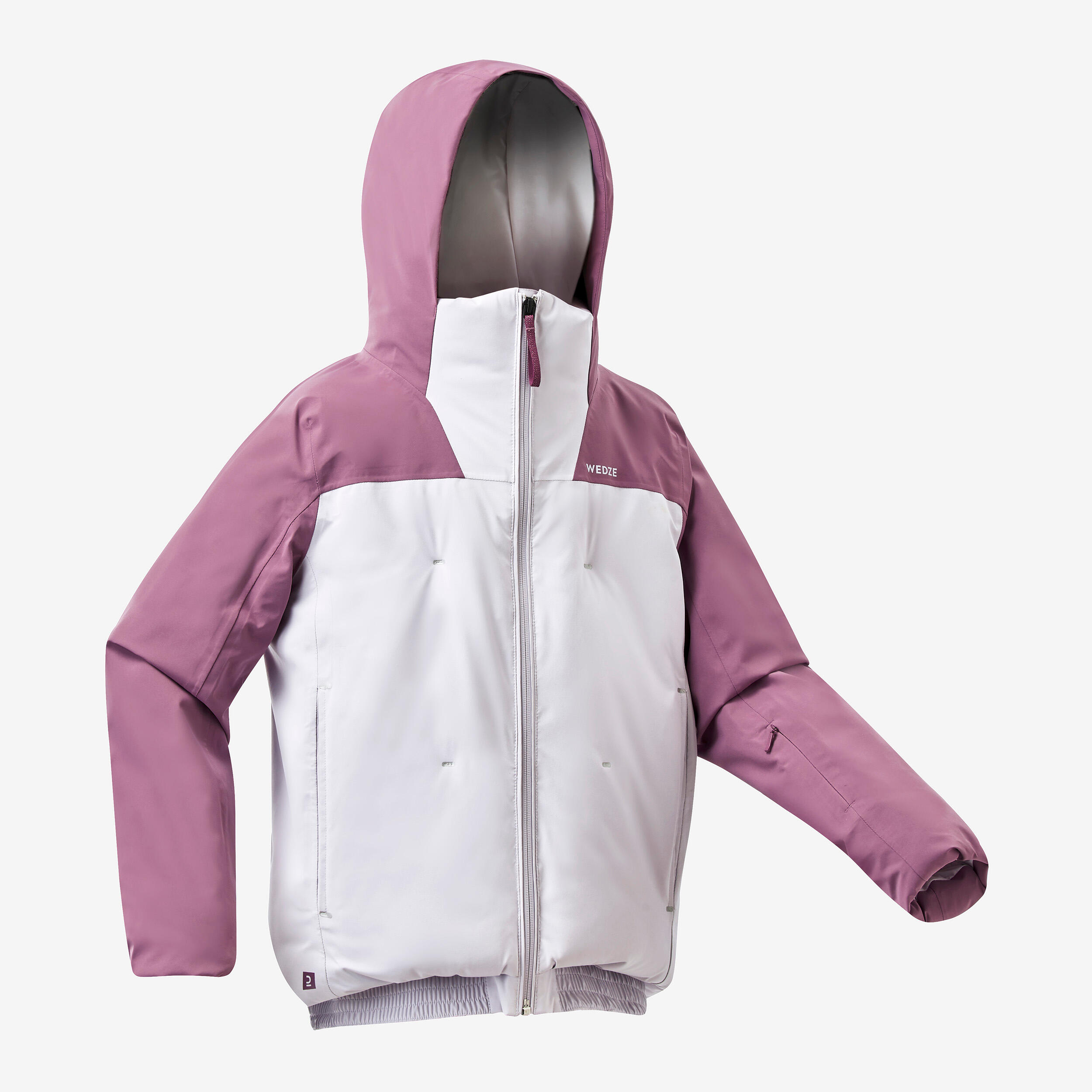 Warm, waterproof ski jacket for girls, 500 warm pink