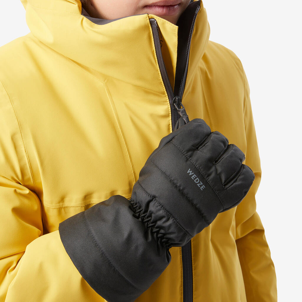 Žuta topla i vodootporna jakna za skijanje za dečake 500 WARM (6–14 godina)