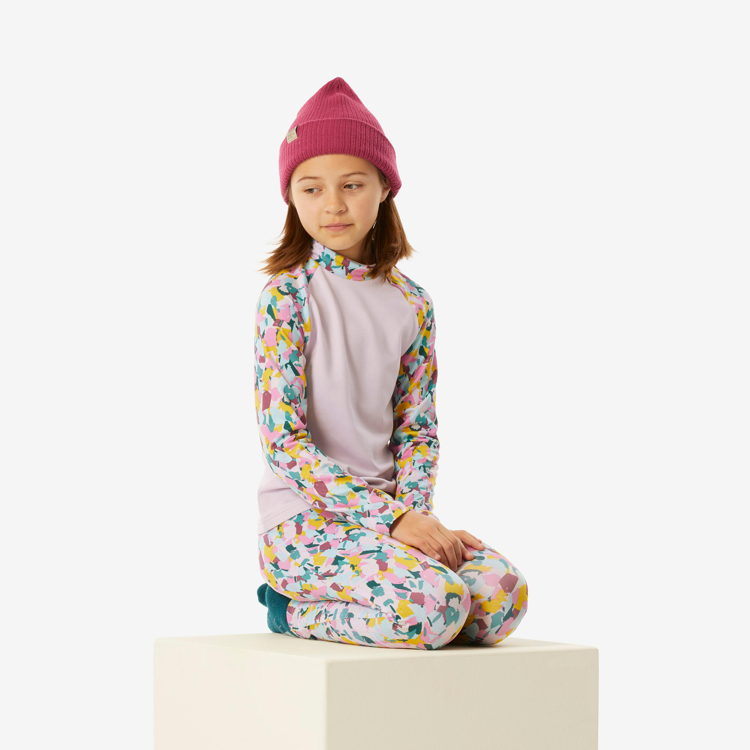 Maglia termica sci bambina 500 viola 4/7