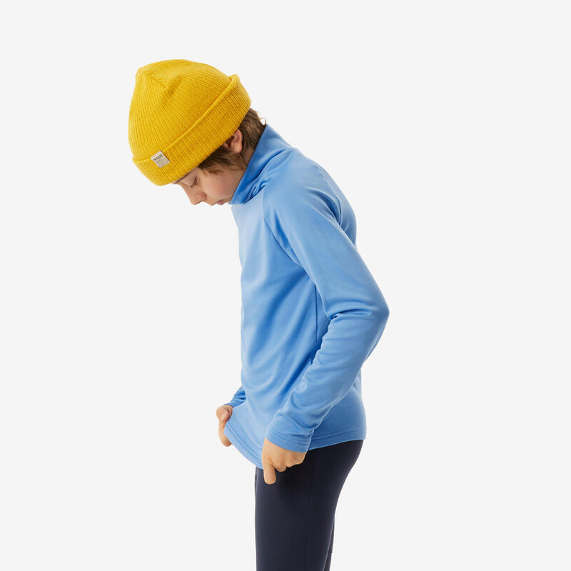 Sous-vêtement thermique de ski enfant, BL 500 col haut bleu