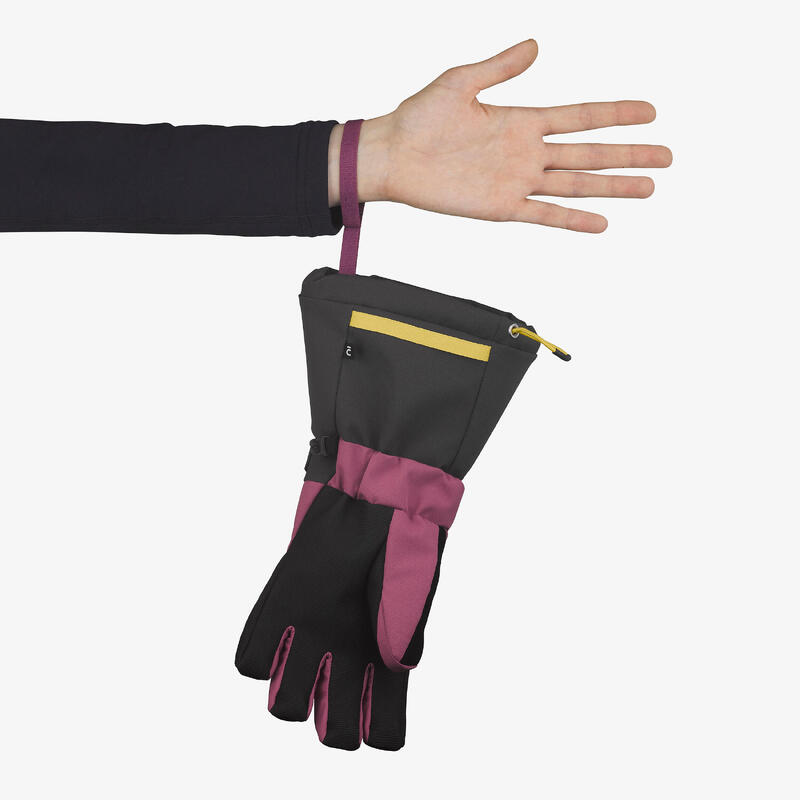 Gants de ski chauds enfant 6-14 ans, SKI500 LONG rose