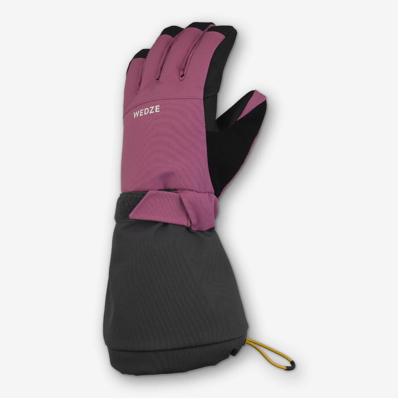 GANTS DE SKI ENFANT CHAUDS ET IMPERMEABLES - 500 LONG ROSE