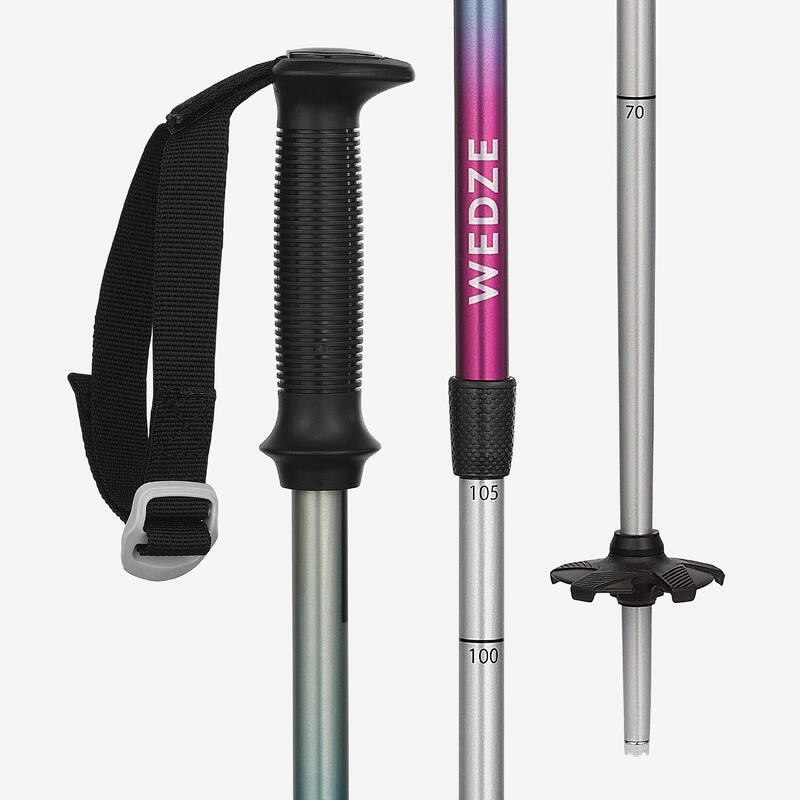 Bețe schi reglabile cu curele detașabile 500 Safety Negru Copii