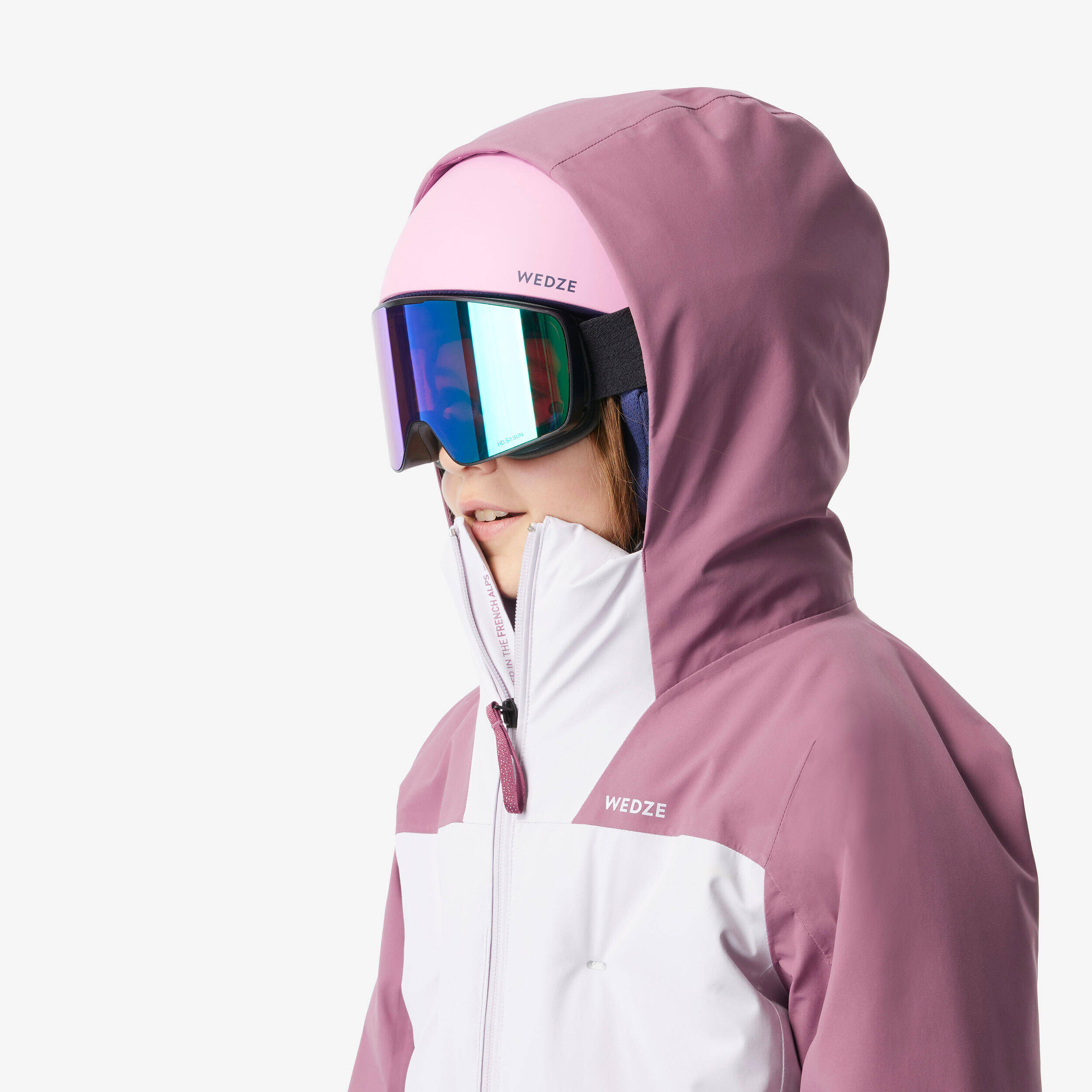 Girls’ warm and waterproof padded ski jacket, 6-14 years, 500 WARM - Pink -  3