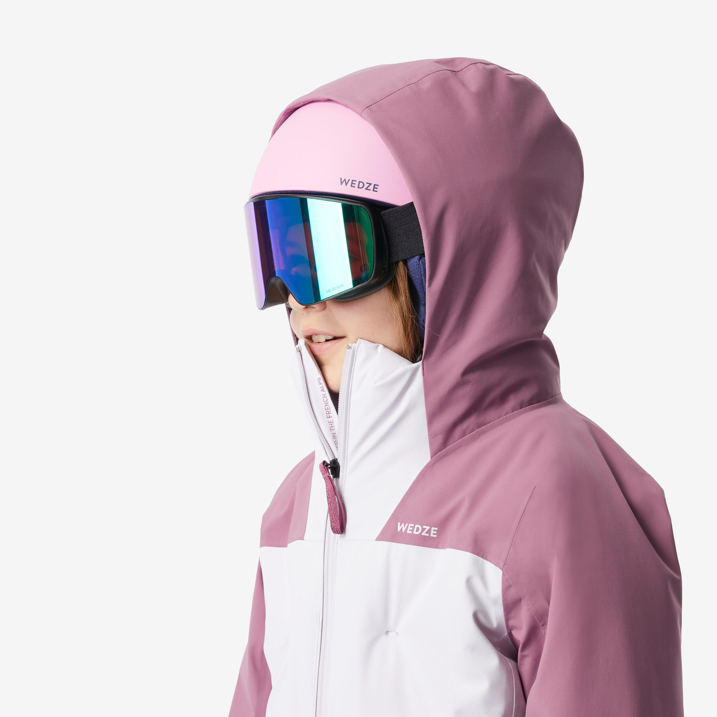 GEMYSE Ski-jack voor meisjes, winter, outdoor, waterdicht, winddicht, regenjas met capuchon en fleece, rozerood, 152-158