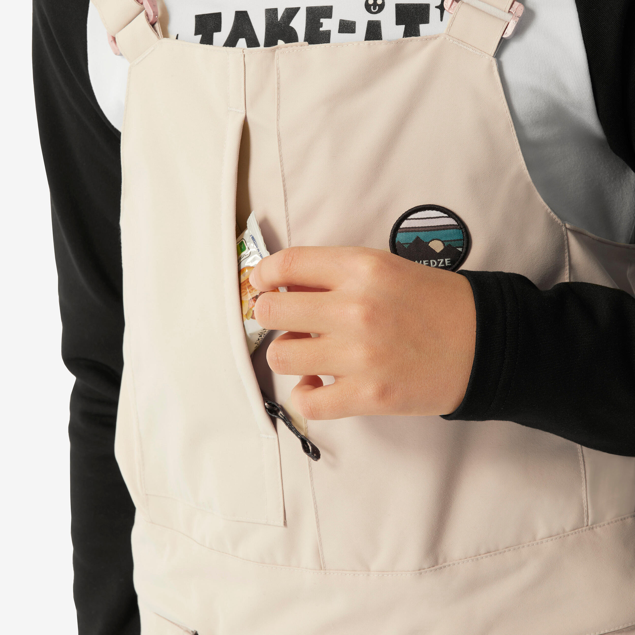 Salopette de ski et snowboard résistante fille, 500 blanc 7/14