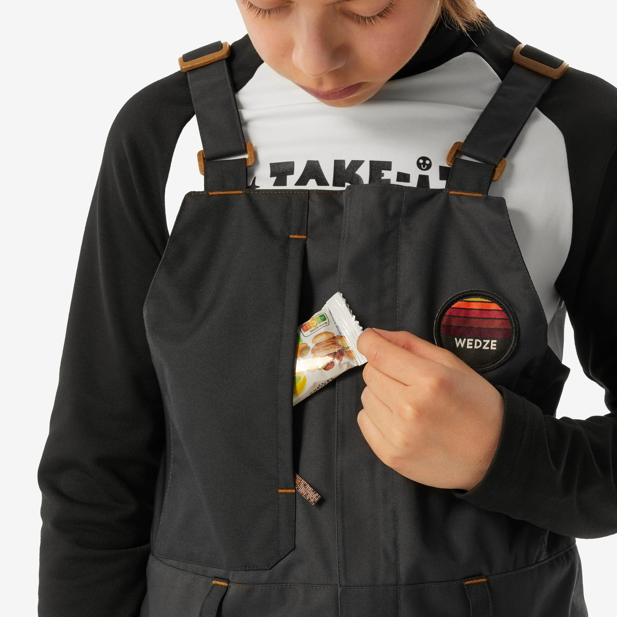 Snowboardhose Latzhose Kinder Piste - 500 grau  6/6