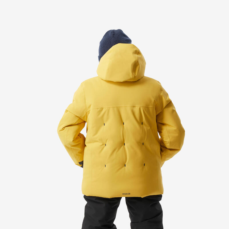 Doudoune de ski chaude et imperméable garçon, 500 warm jaune