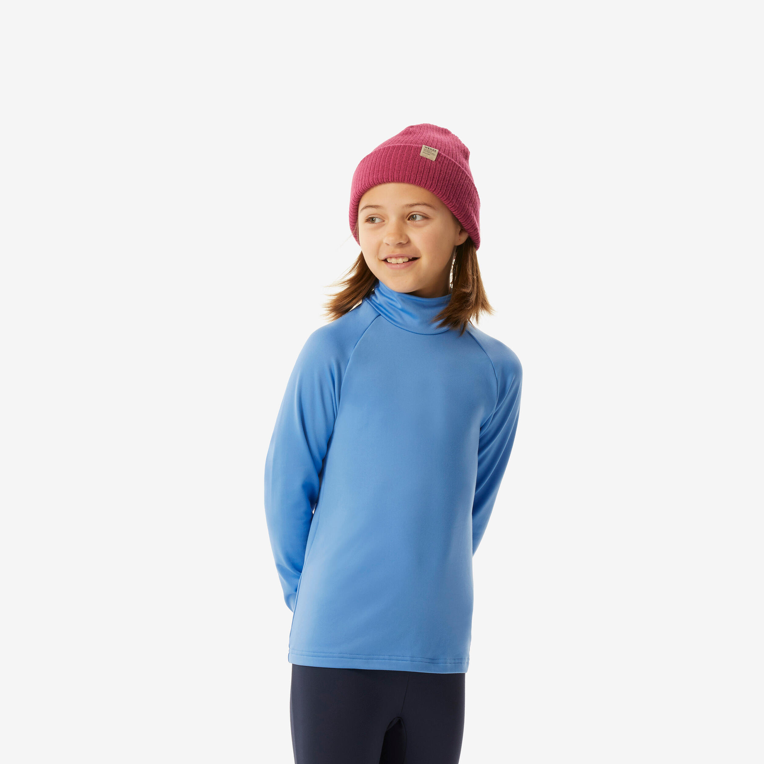 Sous-vêtement thermique de ski enfant, BL 500 col haut bleu 8/19