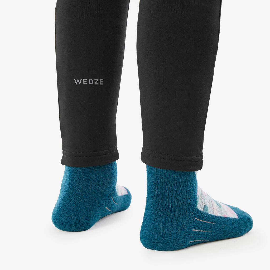 Kids’ thermal ski tights BL 500 - Black