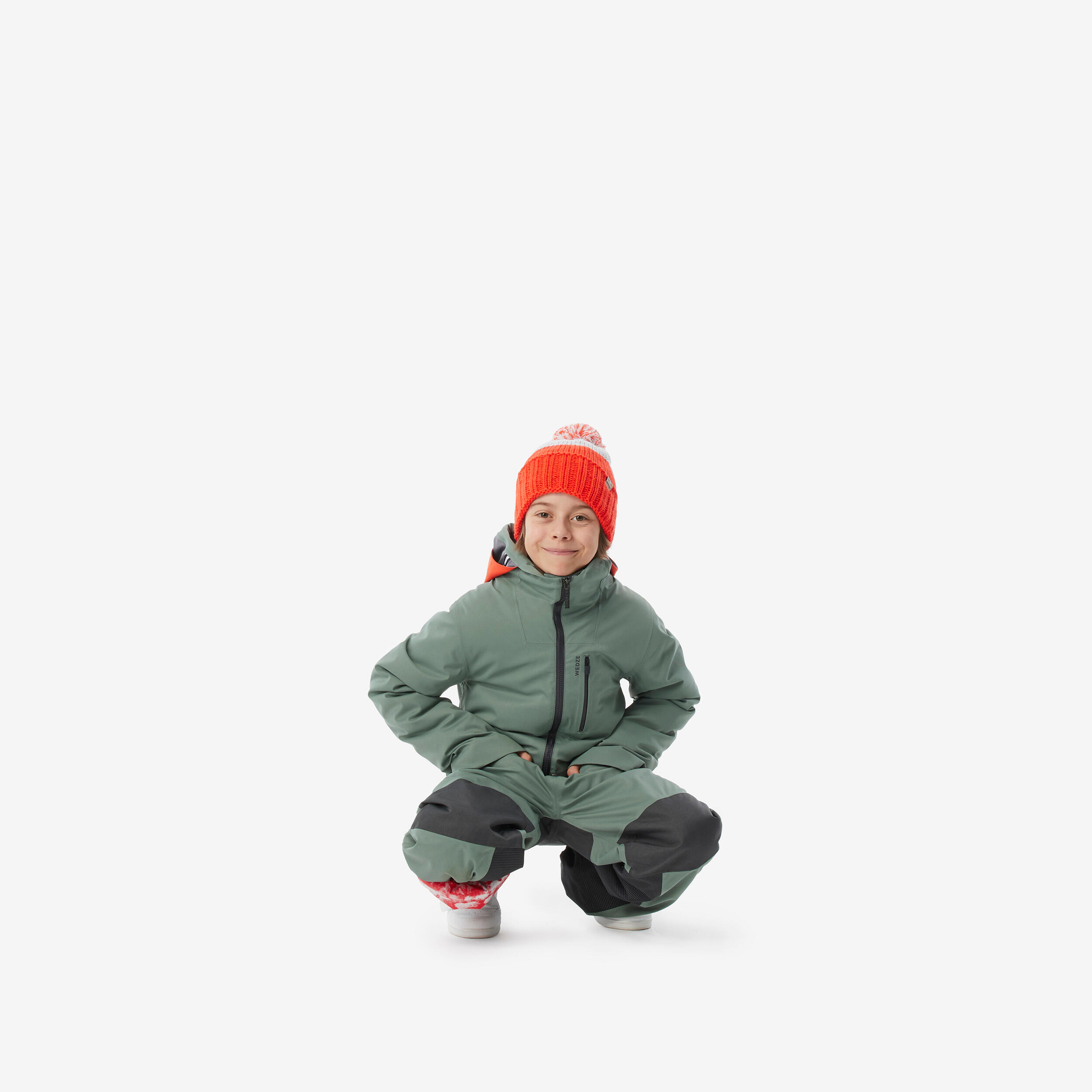 Kids’ Waterproof Ski Suit - 900 JR Green/Carbon Grey - WEDZE