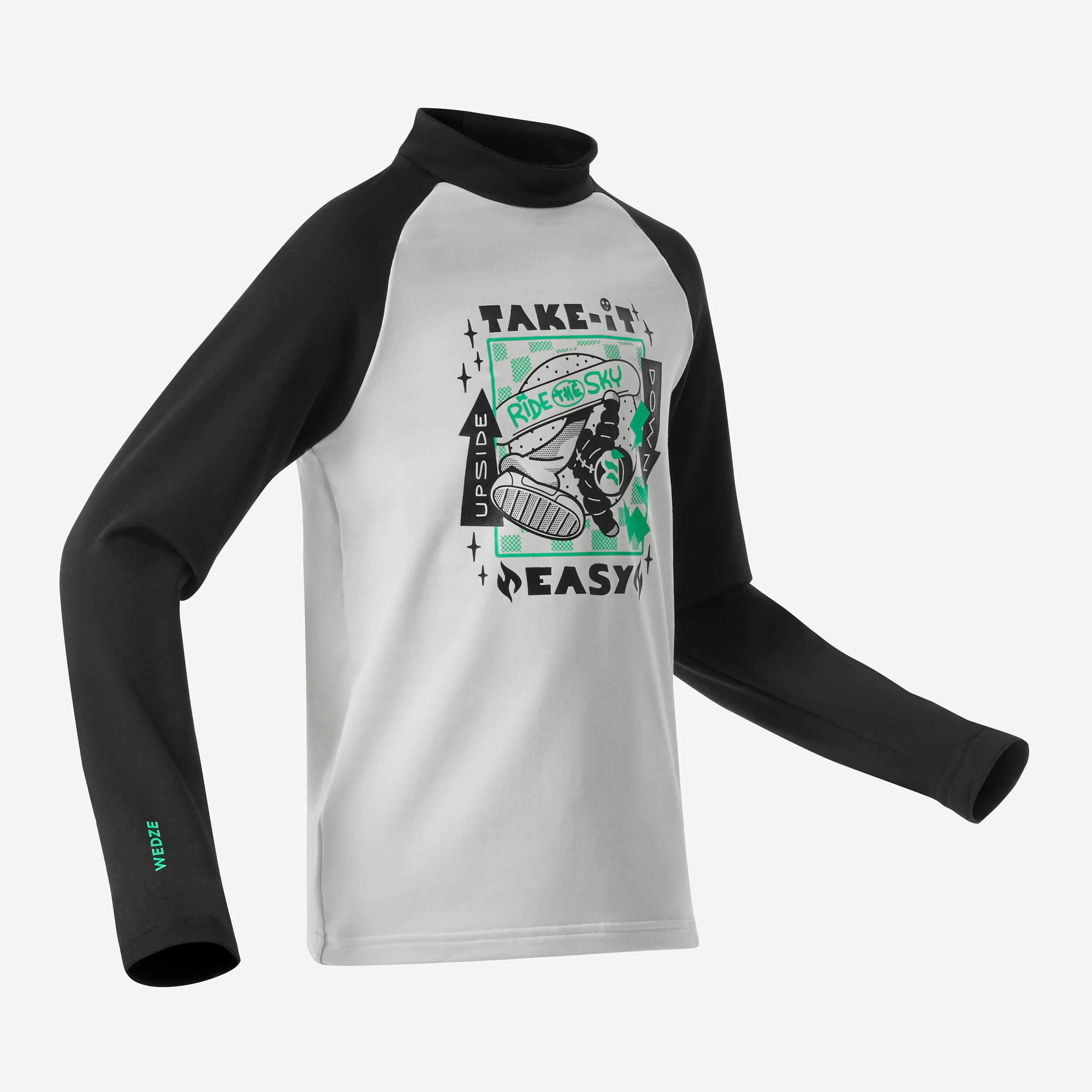 Kids’ Ski Thermal Base Layer, BL 500 Top Black/White Pattern