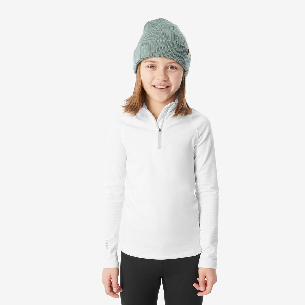 Kids’ thermal ski base layer - 1/2 zip - BL 500 - White