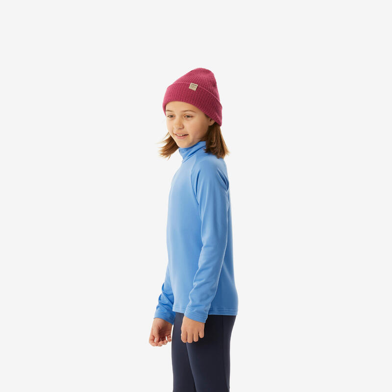 Kinderthermoshirt voor skiën BL 500 hoge kraag blauw