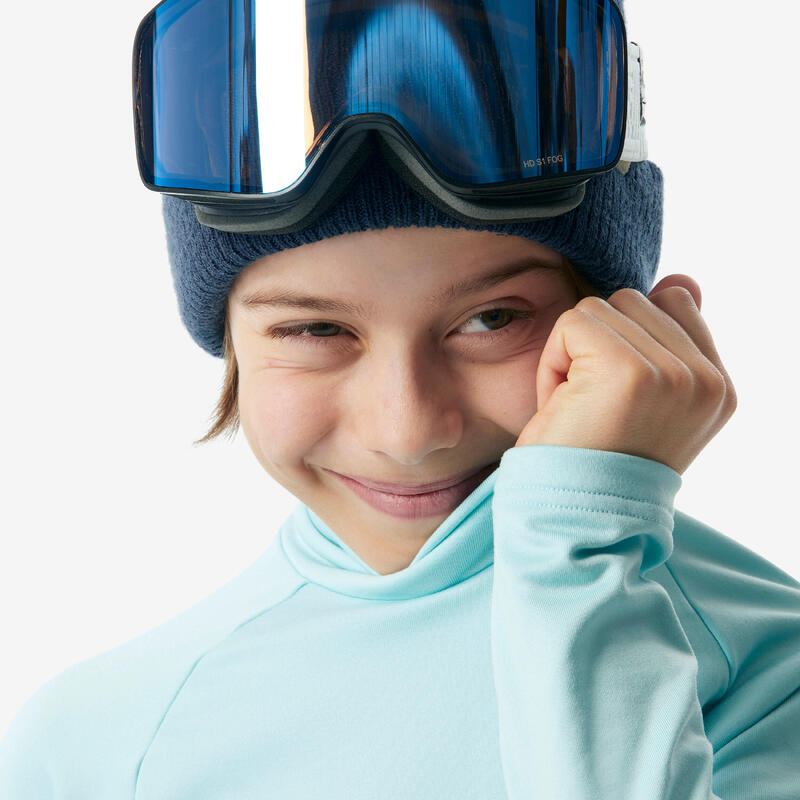 Sous-vêtement thermique de ski enfant, BL 500 col haut turquoise