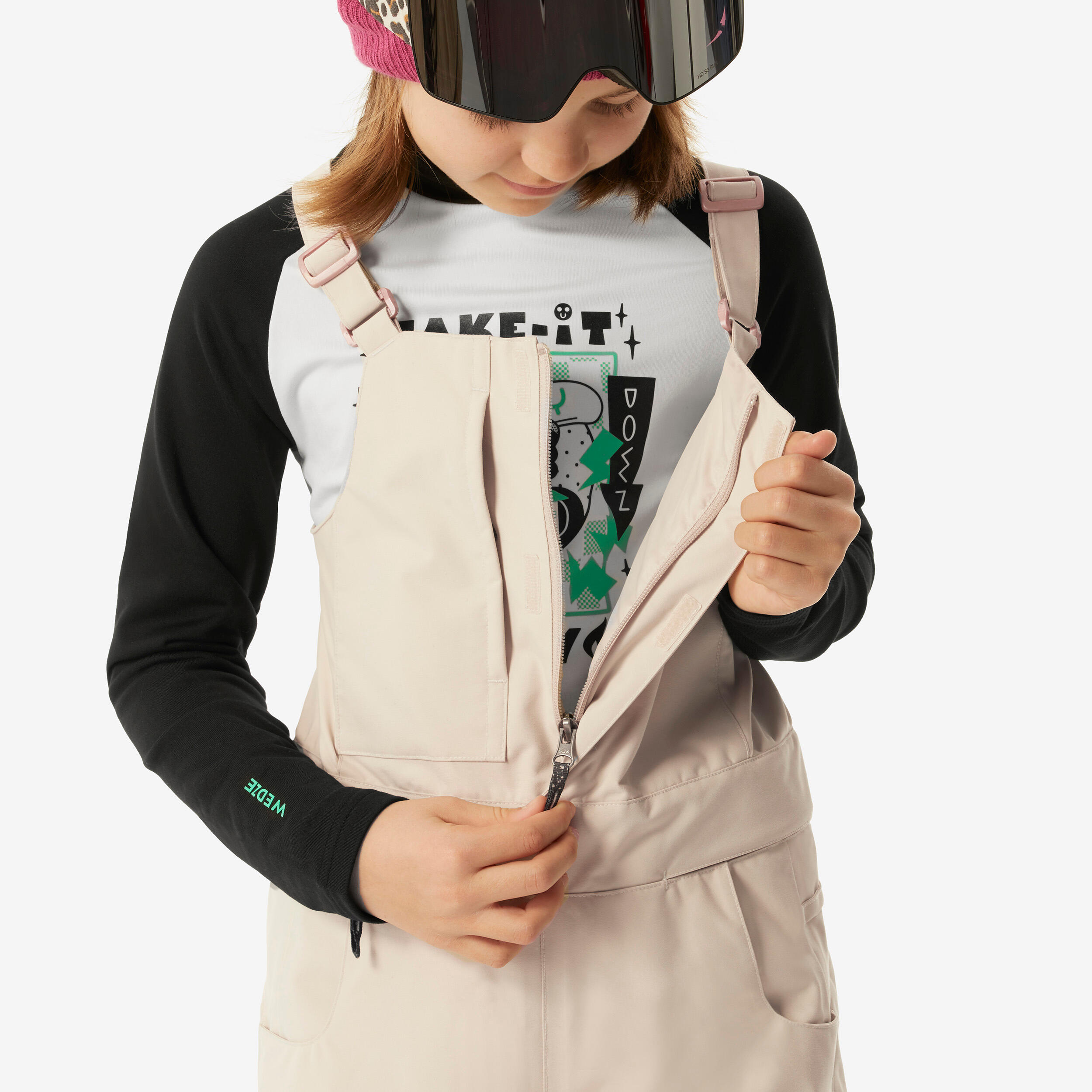 Kids’ Ski and Snowboarding Bib Pants with Knee Pads – 500 Age 6-14 - WEDZE