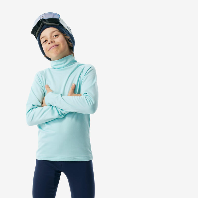 Kinderthermoshirt voor skiën BL 500 hoge kraag turquoise