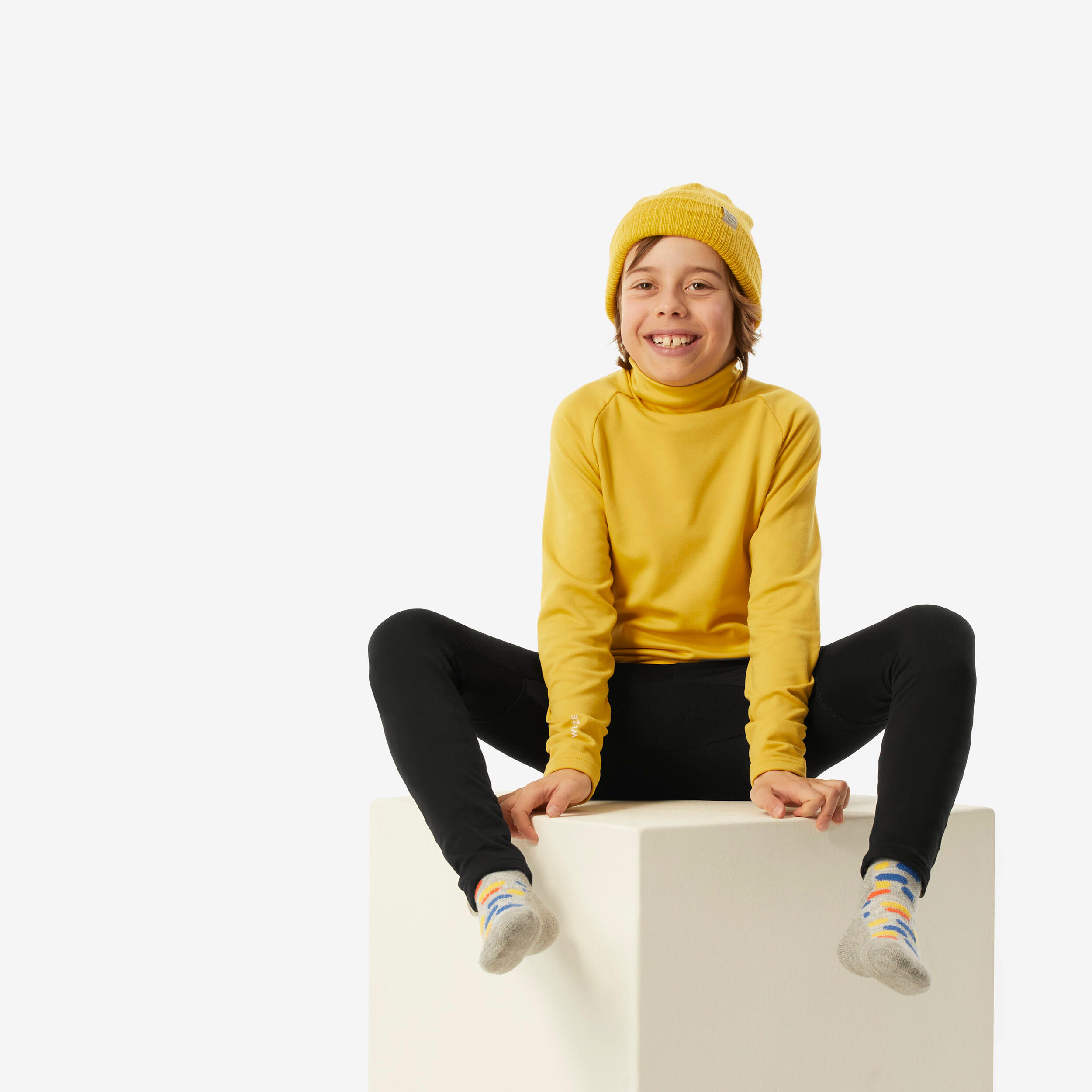 Camisola térmica de ski criança BL 500 gola subida amarelo 5/17