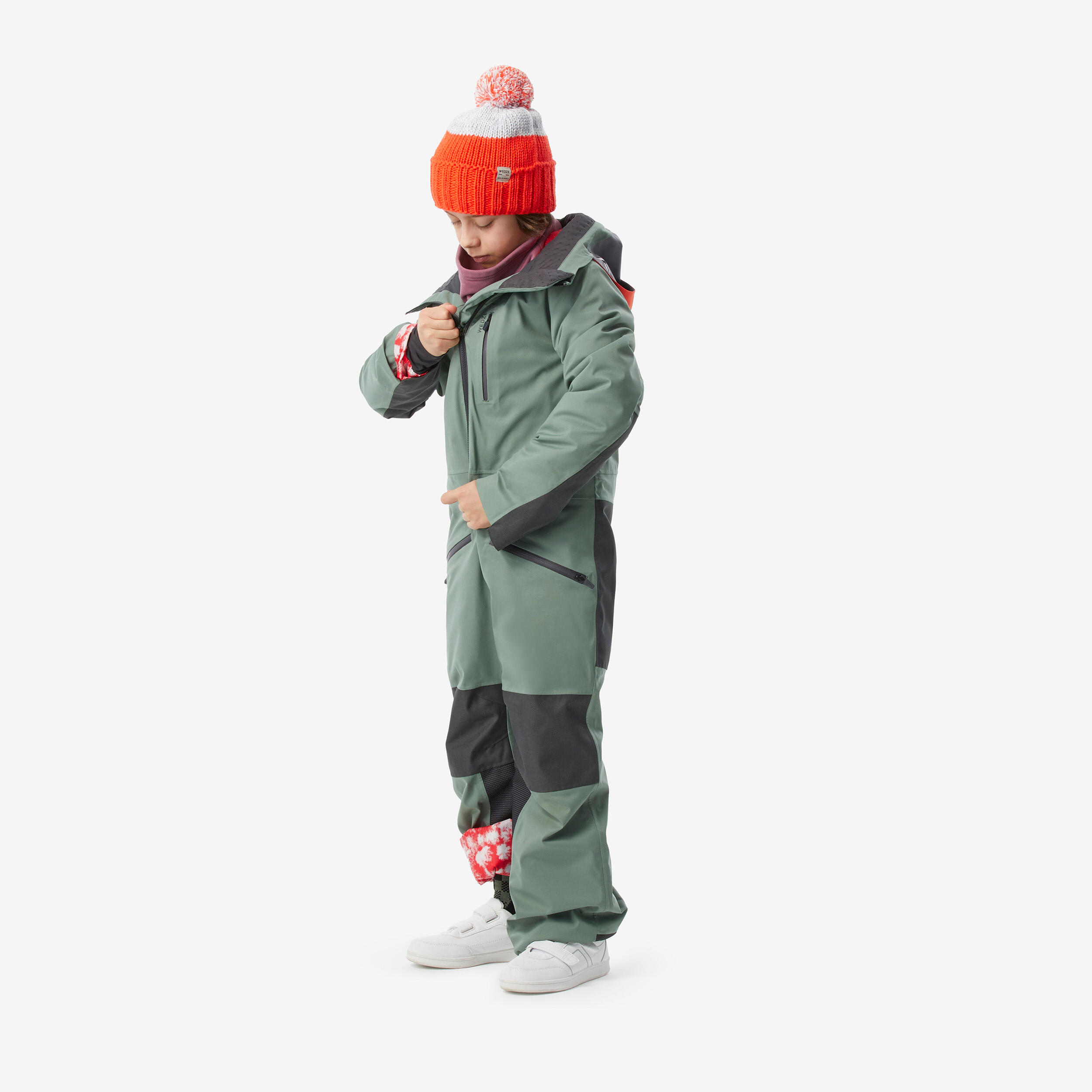 WEDZE Kids’ warm and waterproof ski suit - 900 green 