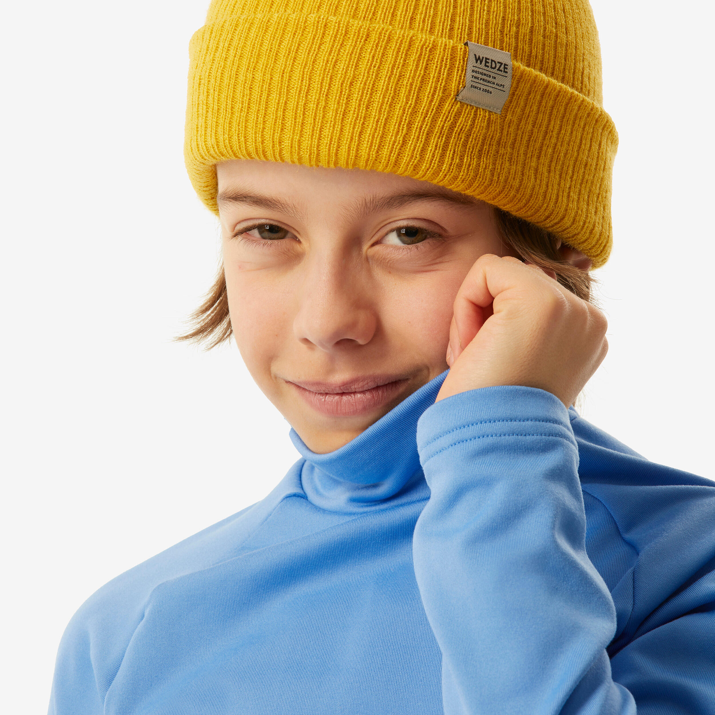 Sous-vêtement thermique de ski enfant, BL 500 col haut bleu 6/19