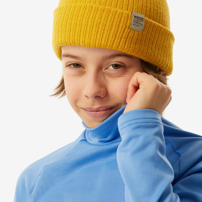 Sous-vêtement thermique de ski enfant, BL 500 col haut bleu